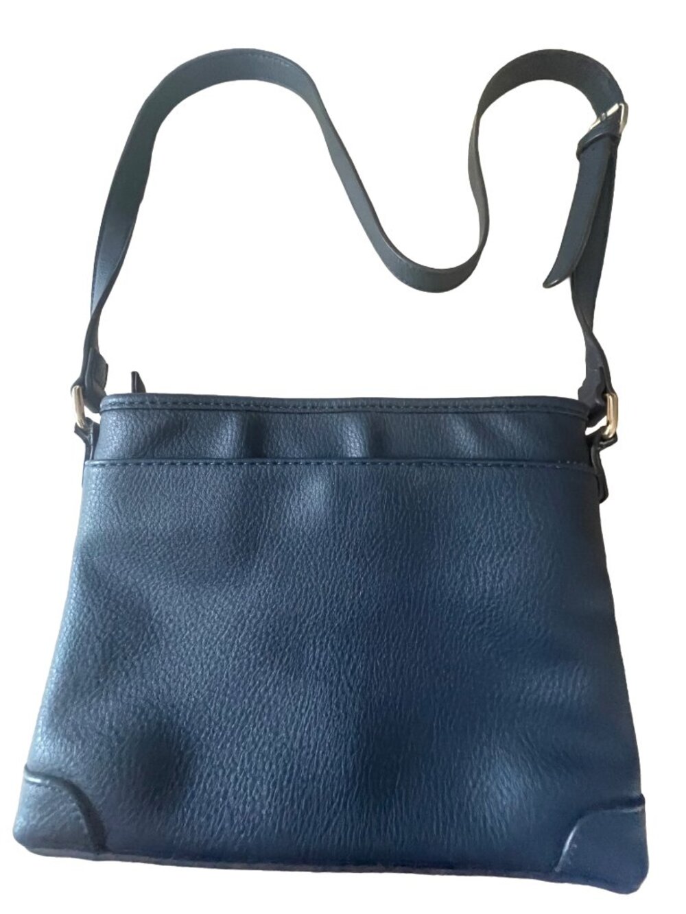 Navy Blue Organizer Crossbody Bag Floral Lining Multi Pocket Shoulder Purse